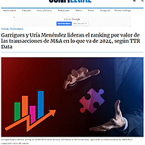 Garrigues y Ura Menndez lideran el ranking por valor de las transacciones de M&A en lo que va de 2024, segn TTR Data